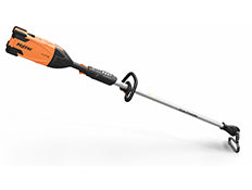 Full-length orange and black Pellenc Cultivion Alpha cordless soil cultivator on a white background